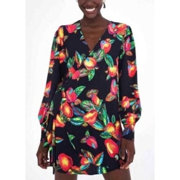 FARM RIO WRAP DRESS TOUCAN PRINT FRINGE TASSEL XS 0 2 - Picture 1 of 9